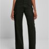 Women's straight cargo pants with high waist black