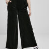 Women's straight velvet sweatpants with high waist black