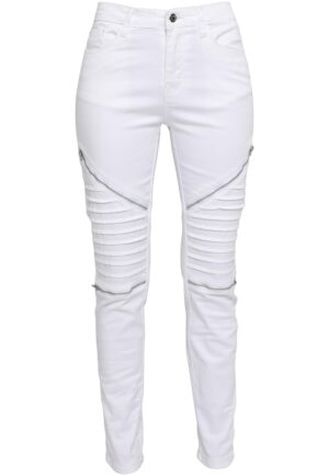 Women's stretch biker trousers white