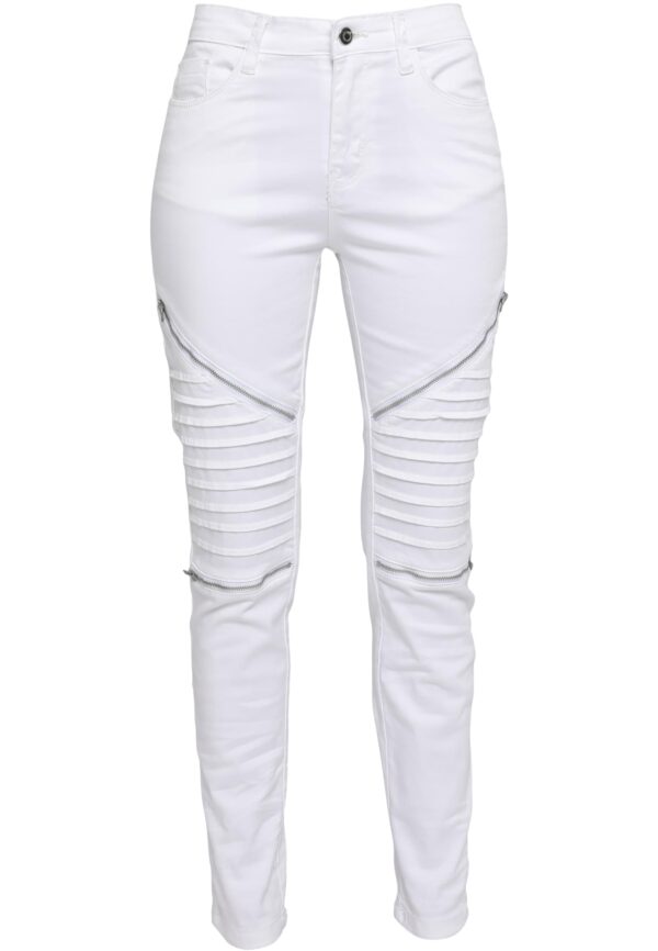 Women's stretch biker trousers white