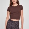 Women's stretch jersey Cropped Tee brown