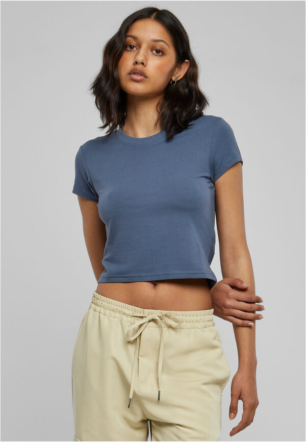 Women's stretch jersey Cropped Tee vintageblue