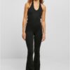 Women's stretch jumpsuit with neck lock in black