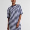 Women's striped dress oversized white/navy blue