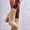Women's suede boots on high heel Light beige Ramira