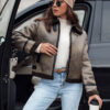 Women's suede jacket with fur KASAMIRA coffee Dstreet