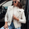 Women's suede vest with fur WOOLZIP white Dstreet