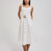Women's summer dress with buttons MOODO - white