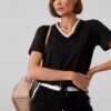 Women's summer ensemble with black shorts