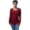 Women's sweater with a long wide neckline burgundy color