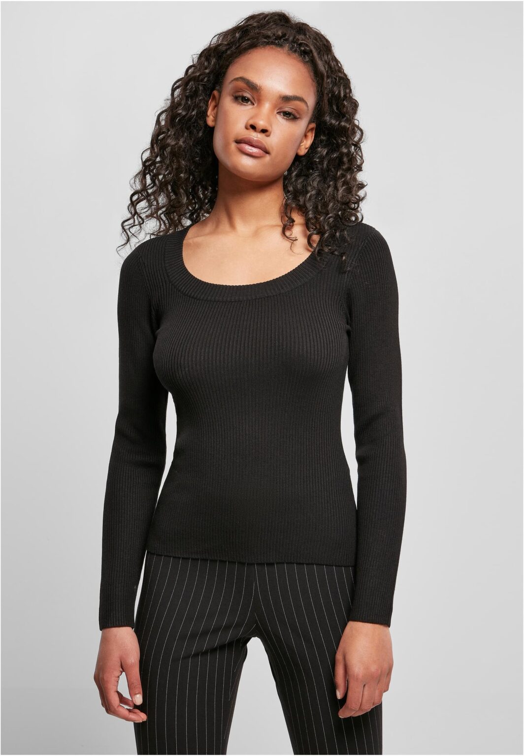 Women's sweater with a wide neckline