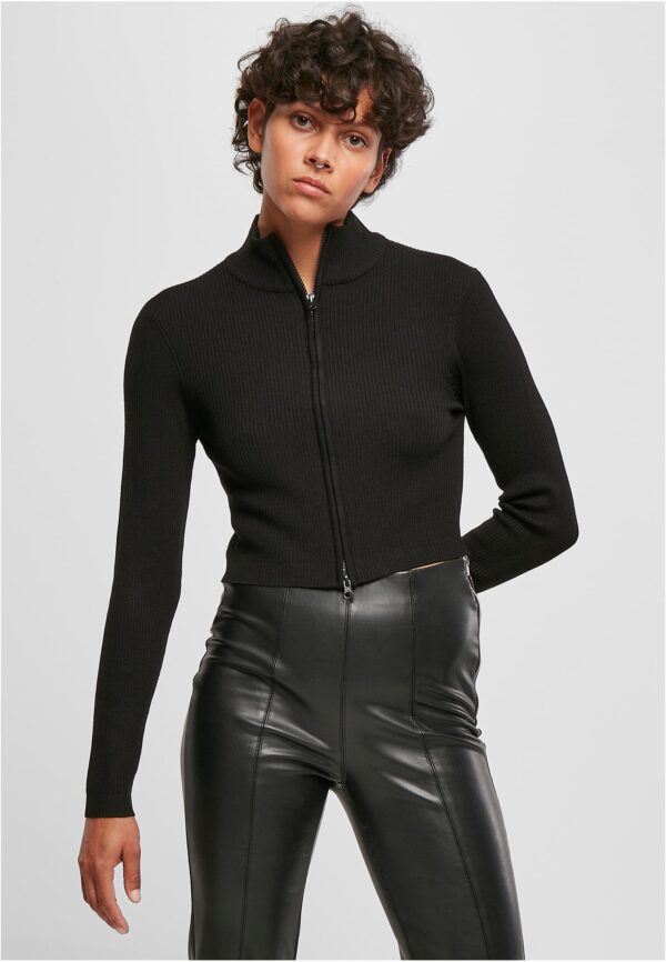 Women's sweater with cropped rib knit black
