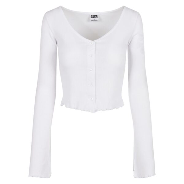 Women's sweater with cropped ribs in white