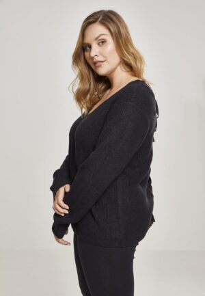 Women's sweater with lace-up on the back - black