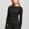 Women's sweater with short rib knit - black