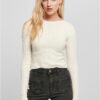 Women's sweater with short rib knit - white