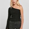Women's sweater with short ribbed knit with one sleeves