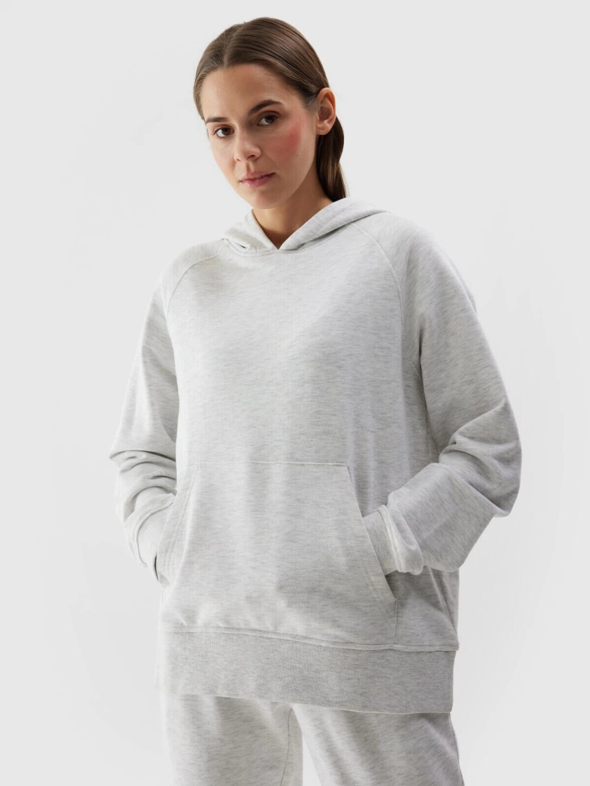 Women's sweatshirt without fastening and hooded 4F - grey
