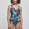 Women's swimsuit with a high leg pattern vriesea black