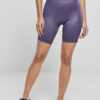 Women's synthetic leather cycling shorts - dark purple