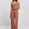 Women's terracotta modal long-sleeved jumpsuit