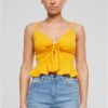 Women's top Waffle Pique Ruffle mango