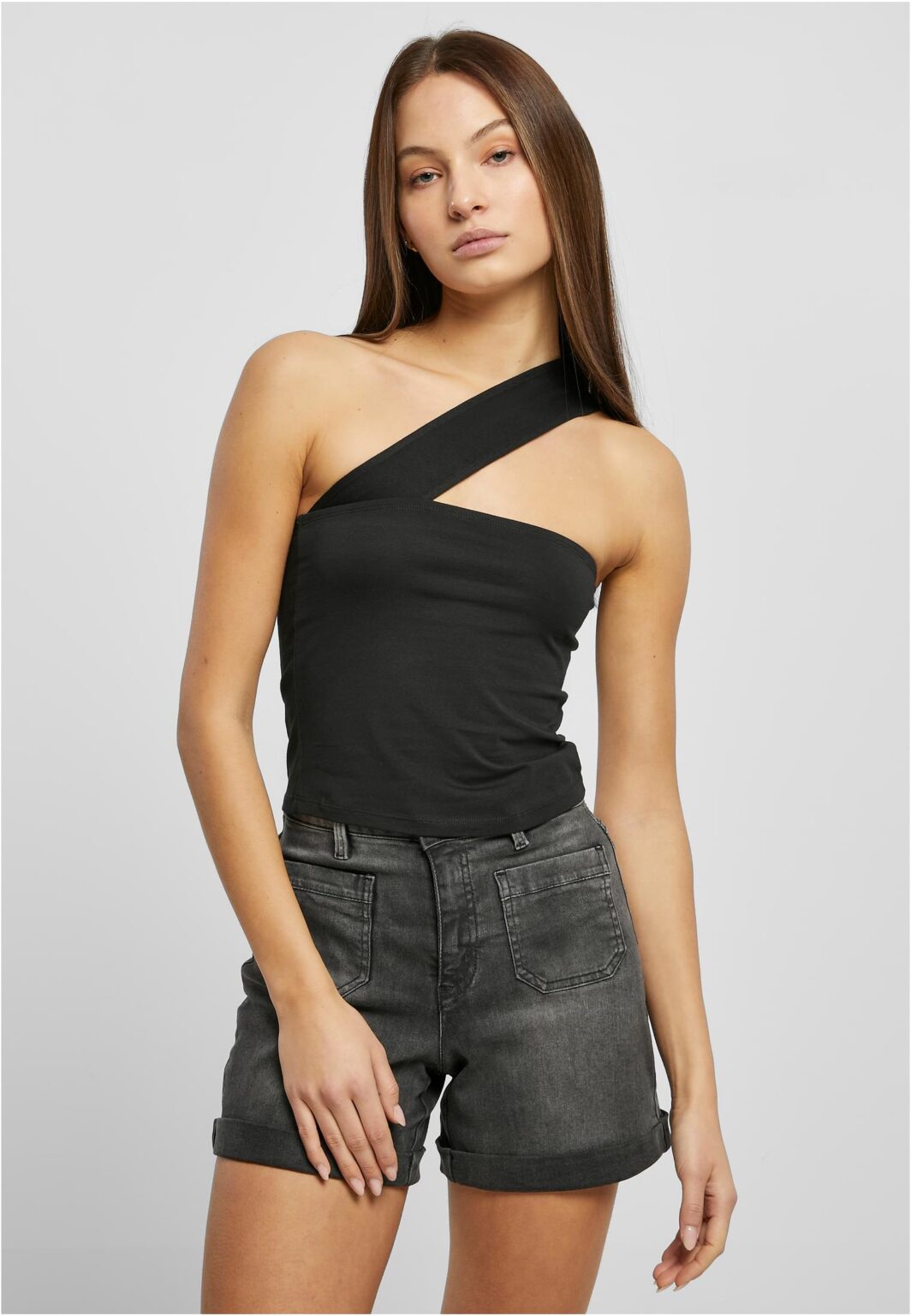 Women's top with one strap in black