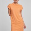 Women's tortoise dress with extended shoulders made of papaya