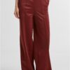 Women's trousers with creases on the sides in dark rust color