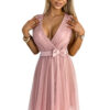 Women's tulle dress with neckline and bow Numoco