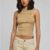 Women's turtleneck with short rib knit union beige