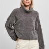 Women's turtleneck with short vinyl sweater asphalt