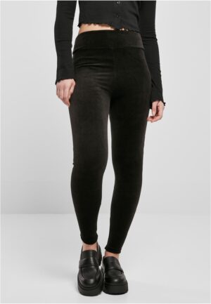 Women's velvet leggings with high waist black