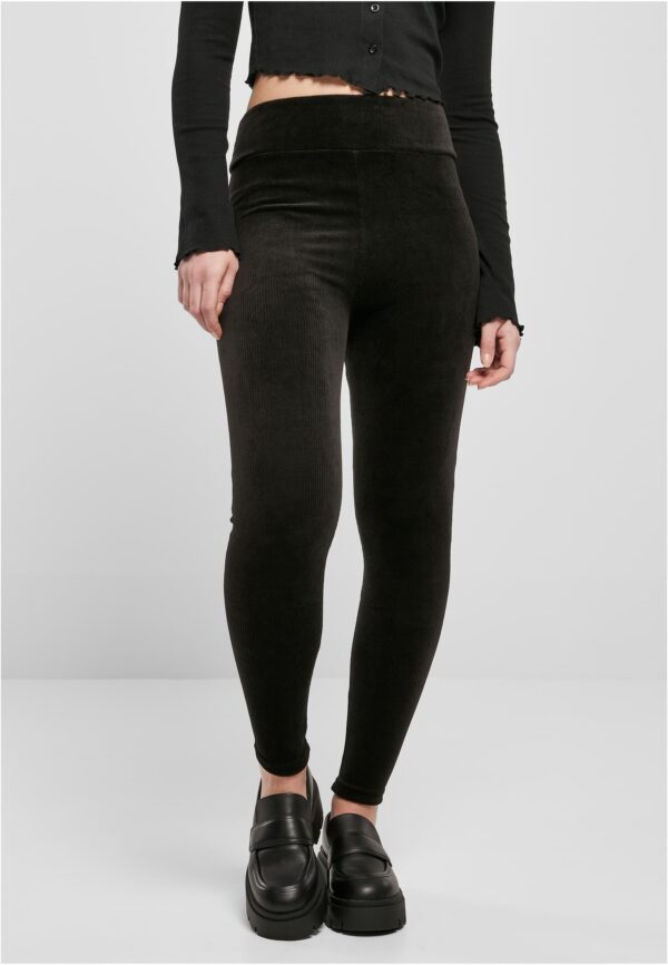 Women's velvet leggings with high waist black