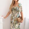 Women's viscose dress with ruffles - khaki