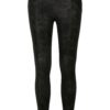 Women's washed trousers made of artificial leather black