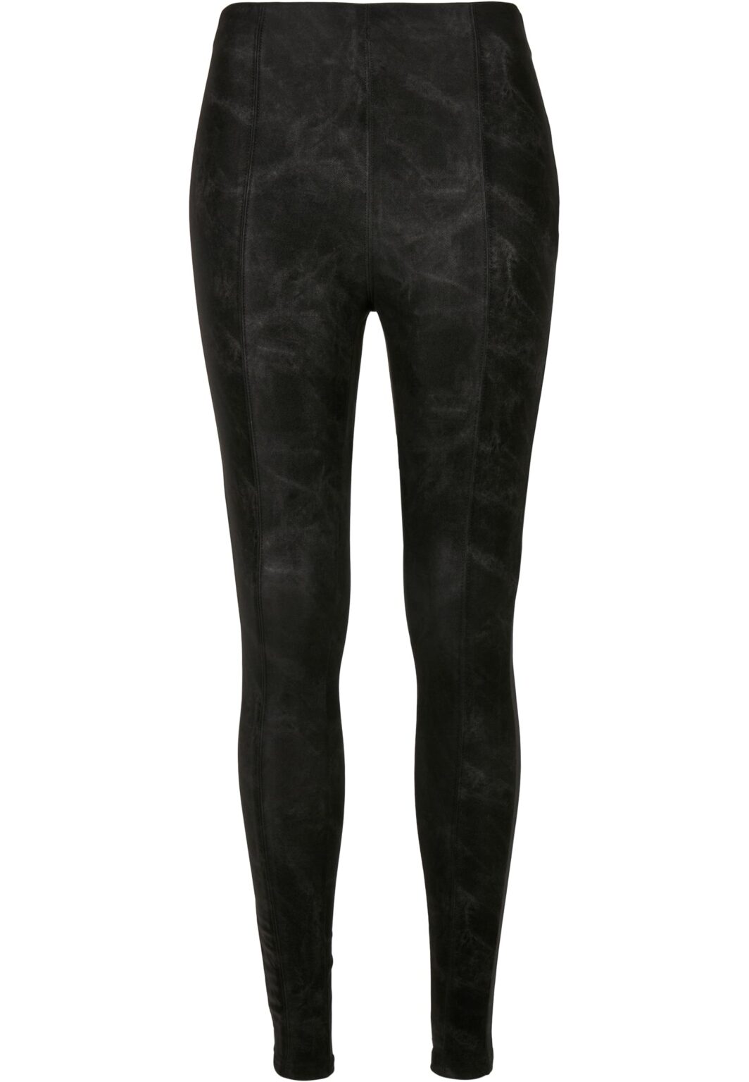Women's washed trousers made of artificial leather black