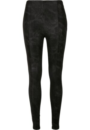 Women's washed trousers made of artificial leather black