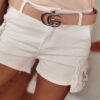 Women's white shorts with pockets