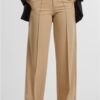 Women's wide pleated trousers - unionbeige