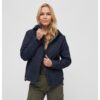 Women's windbreaker with navy front zipper