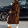 Women's winter coat LUXERII long fur camel Dstreet