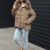 Women's winter jacket FIXMIX quilted with hood beige Dstreet