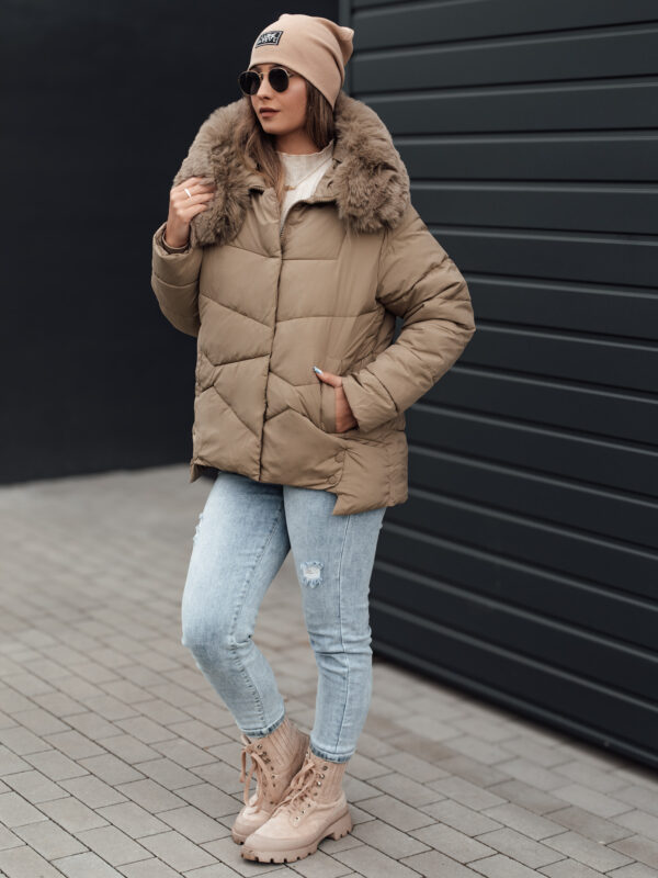 Women's winter jacket FIXMIX quilted with hood beige Dstreet