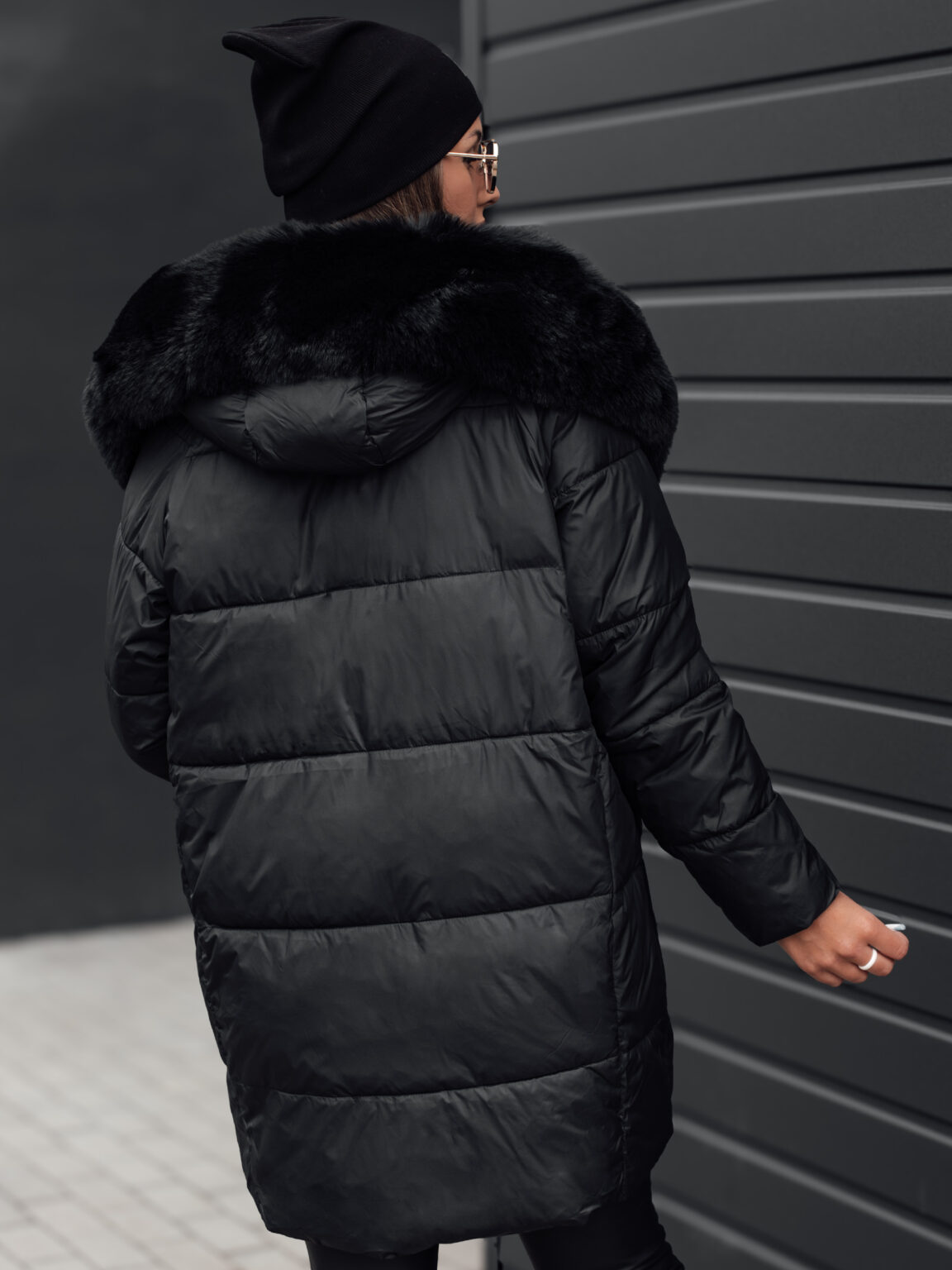 Women's winter jacket FROSTYFIT quilted with hood black Dstreet