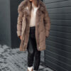 Women's winter jacket MORISIO long quilted with hood dark beige Dstreet