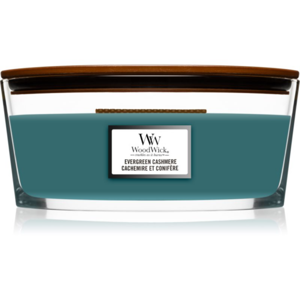Woodwick Evergreen Cashmere illatgyertya fa kanóccal (hearthwick) 453