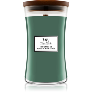 Woodwick Mint Leaves & Oak illatgyertya fa kanóccal 609