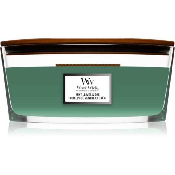 Woodwick Mint Leaves & Oak illatgyertya fa kanóccal (hearthwick) 453