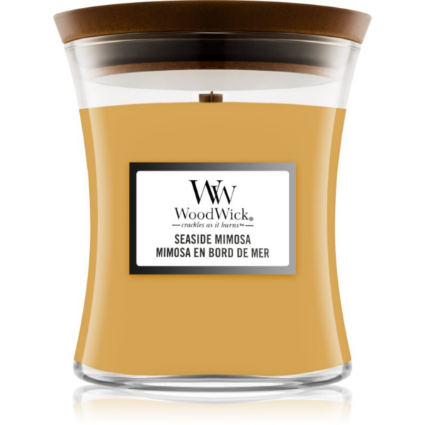 Woodwick Seaside Mimosa illatgyertya fa kanóccal 275 g